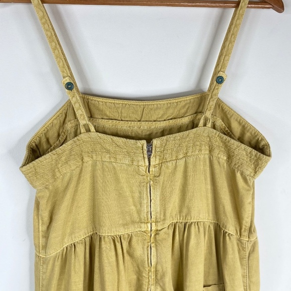 Anthropologie Postmark Linen Jumpsuit M Slouchy Mustard Yellow Pockets Cottage - Picture 8 of 15